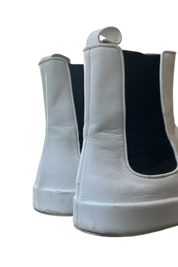 MADE IN ITALY LEATHER SIDE GORE BOOTS / WHITE [SIZE: 43 (27.5cm相当) USED]