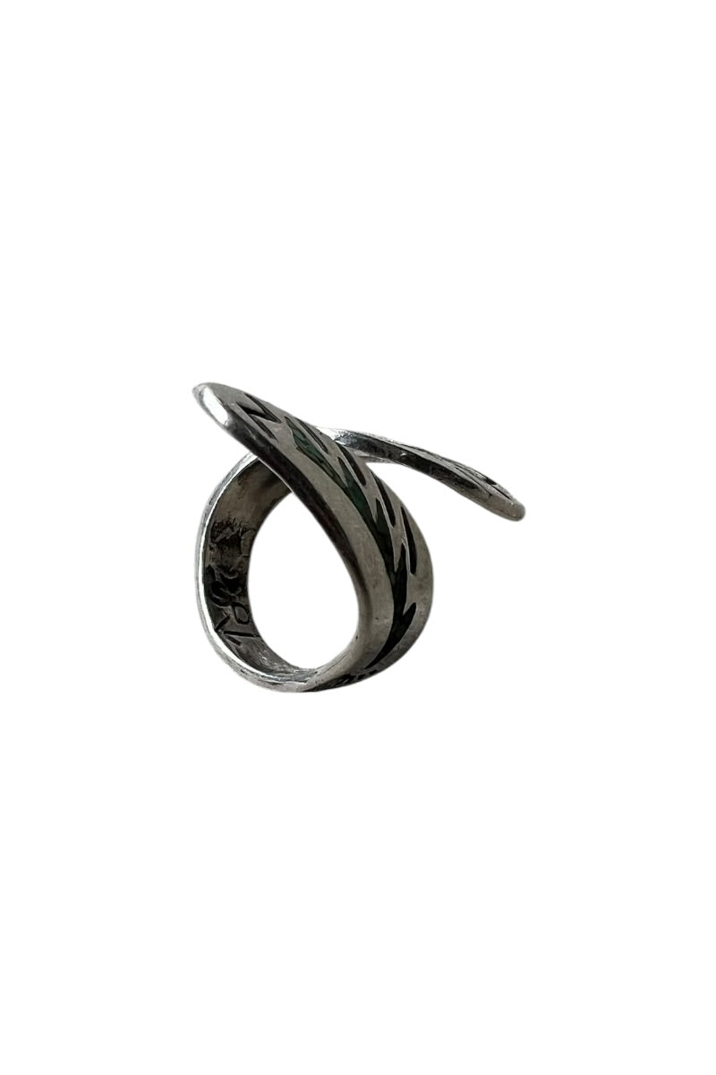 925 SILVER TIP INLAY RING W/TURQUOISE / SILVER [SIZE: US 3.5 USED]