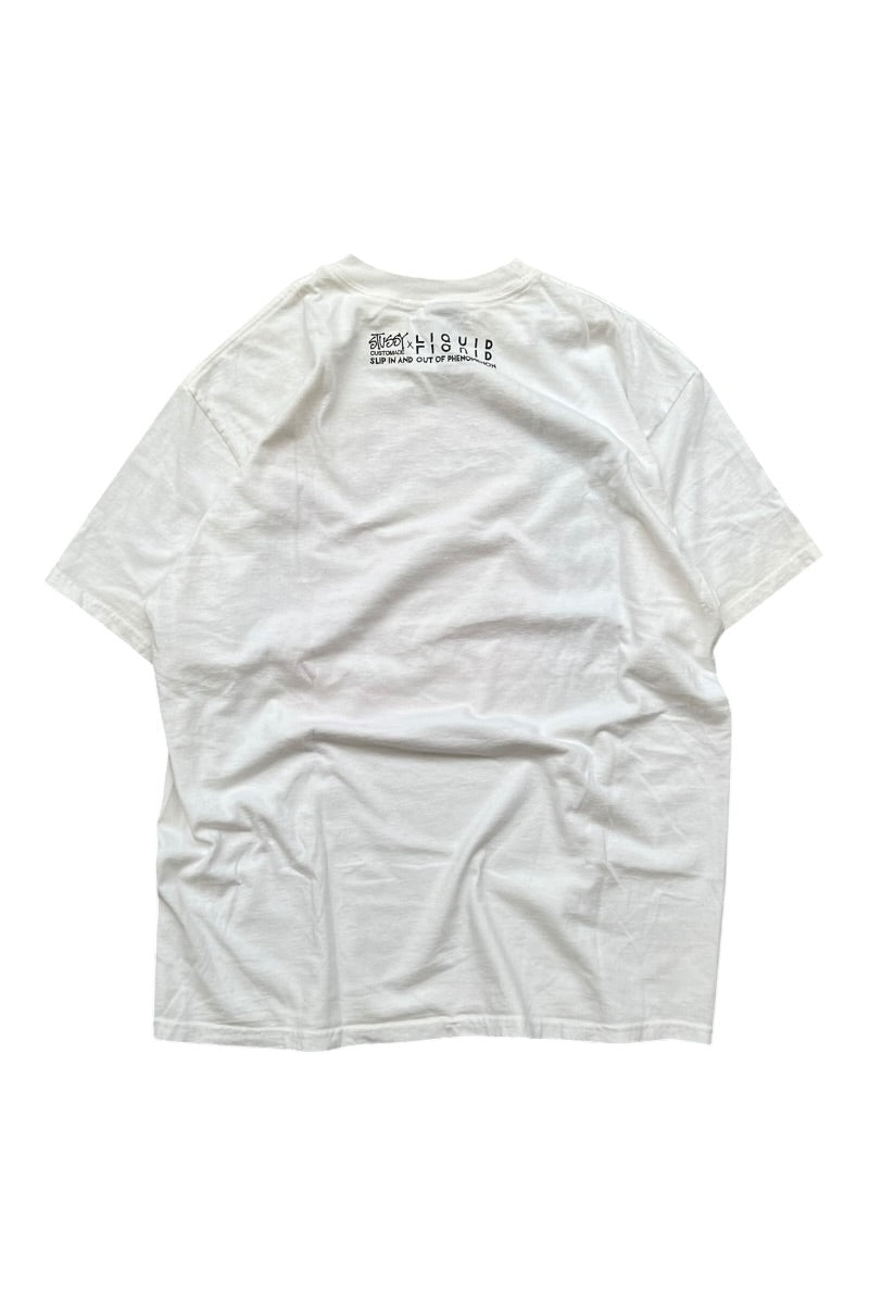 MADE IN MEXICO Y2K EARLY 00'S LIQUID LIQUID BAND PRINT T-SHIRT / WHITE [SIZE: L USED]