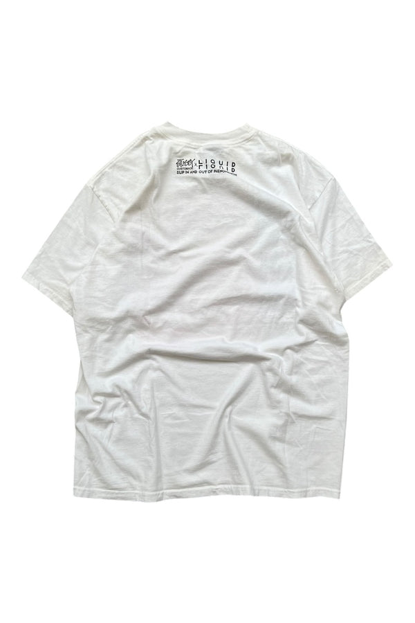 MADE IN MEXICO Y2K EARLY 00'S LIQUID LIQUID BAND PRINT T-SHIRT / WHITE [SIZE: L USED]