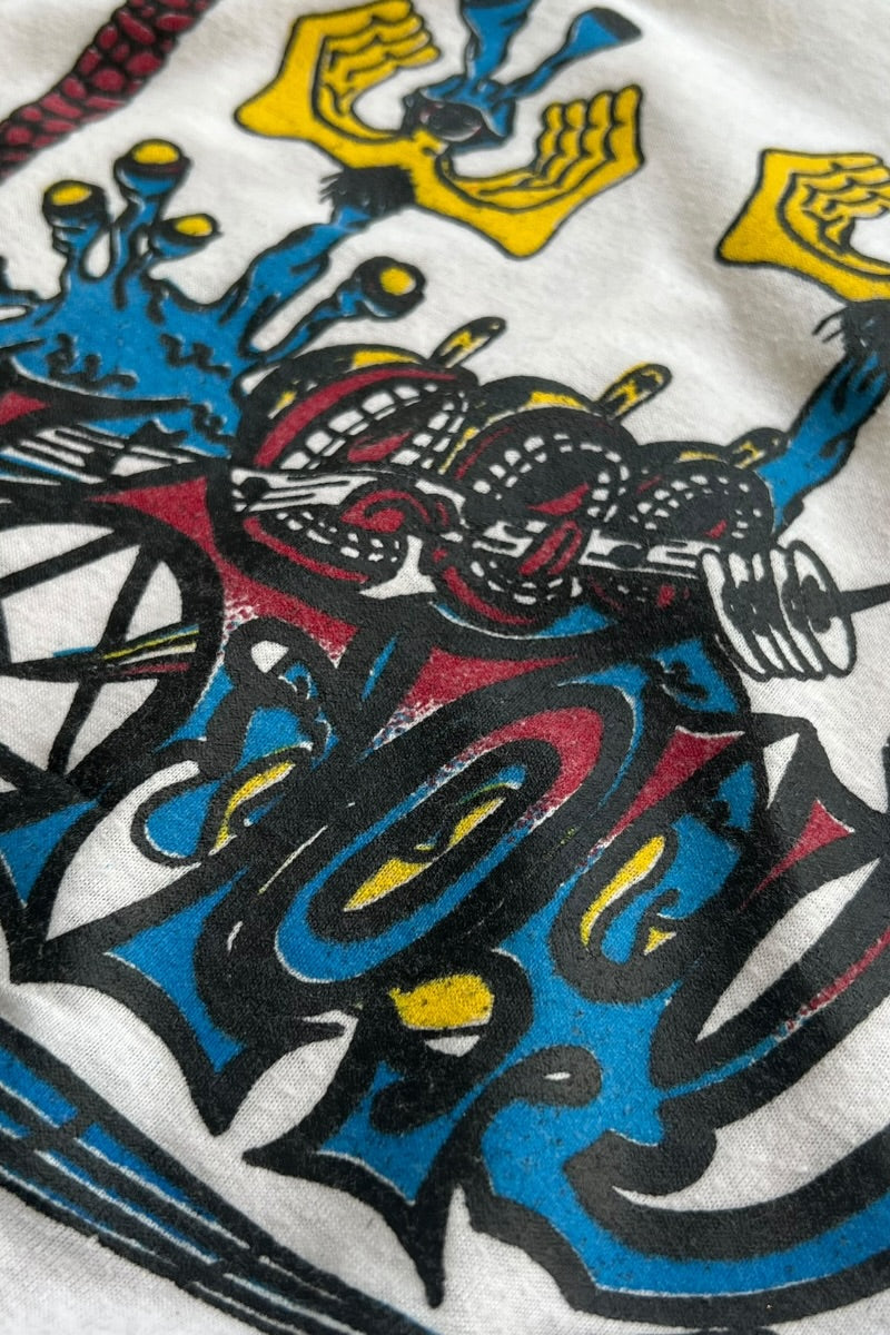 MADE IN USA 87'S PINK FLOYD WORLD TOUR RINGER BAND T-SHIRT / WHITE [SIZE: L USED]