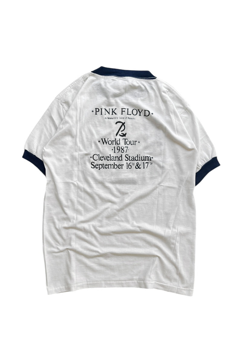 MADE IN USA 87'S PINK FLOYD WORLD TOUR RINGER BAND T-SHIRT / WHITE [SIZE: L USED]