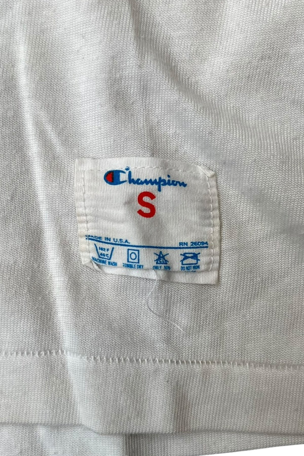 MADE IN USA 80'S V NECK FOOTBALL GAME SHIRT / WHITE [SIZE: S USED]