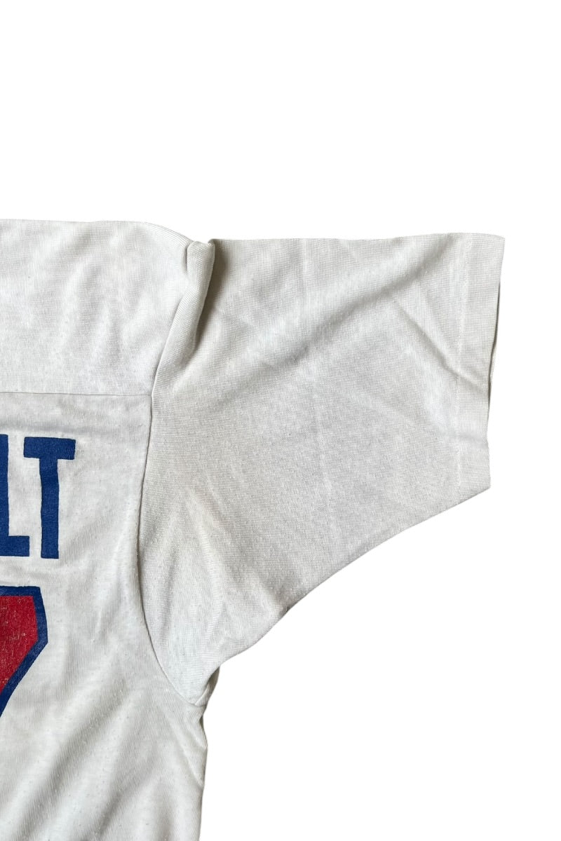 MADE IN USA 80'S V NECK FOOTBALL GAME SHIRT / WHITE [SIZE: S USED]
