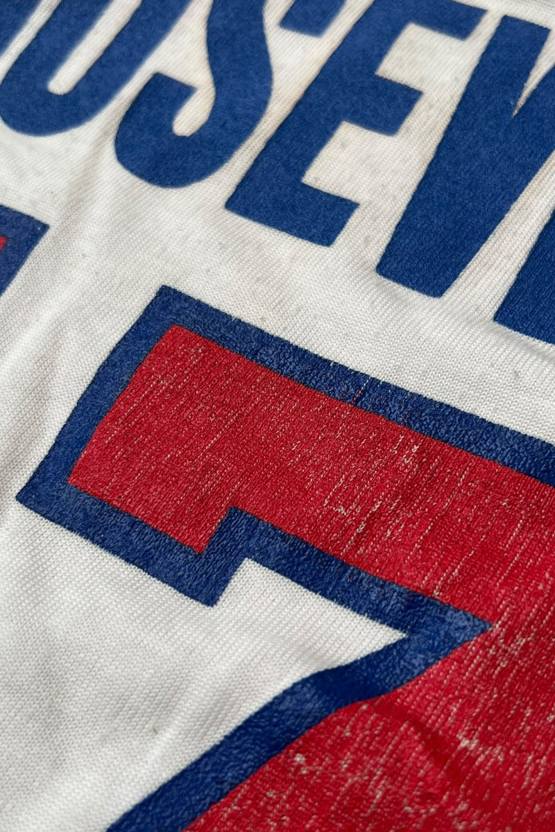 MADE IN USA 80'S V NECK FOOTBALL GAME SHIRT / WHITE [SIZE: S USED]