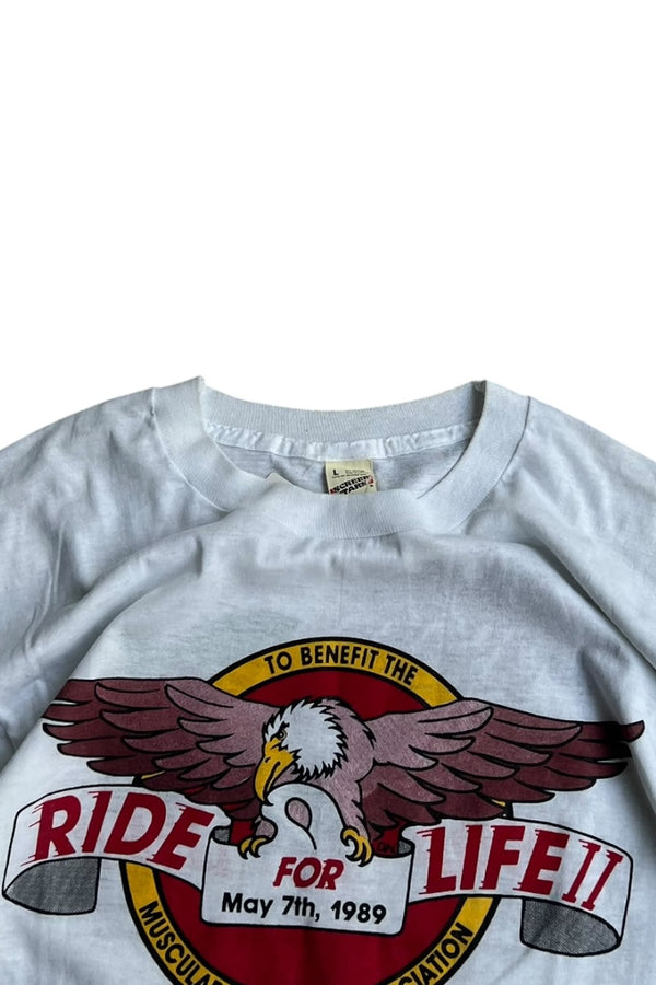 MADE IN USA 89'S HARLEY DAVIDSON T-SHIRT / WHITE [SIZE: L USED]