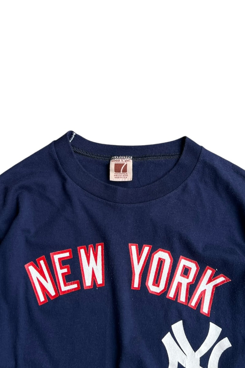 MADE IN USA 80'S NY YANKEES T-SHIRT / NAVY [SIZE: M USED]