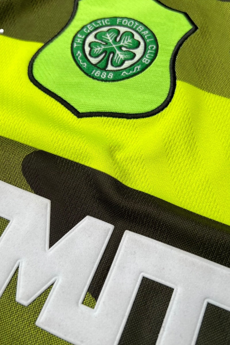 MADE IN ENGLAND 96-97 CELTIC FOOTBALL GAME SHIRT / NEON [SIZE: S DEADSTOCK/NOS]
