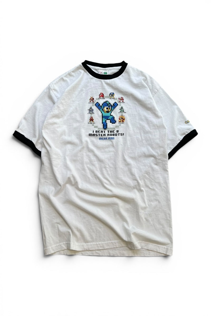 MADE IN USA 03'S MEGA MAN 8 MASTER ROBOTS GAME T-SHIRT / WHITE [SIZE: L USED]