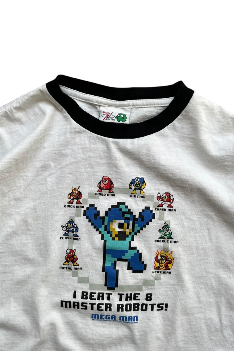 MADE IN USA 03'S MEGA MAN 8 MASTER ROBOTS GAME T-SHIRT / WHITE [SIZE: L USED]