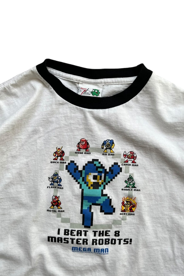 MADE IN USA 03'S MEGA MAN 8 MASTER ROBOTS GAME T-SHIRT / WHITE [SIZE: L USED]