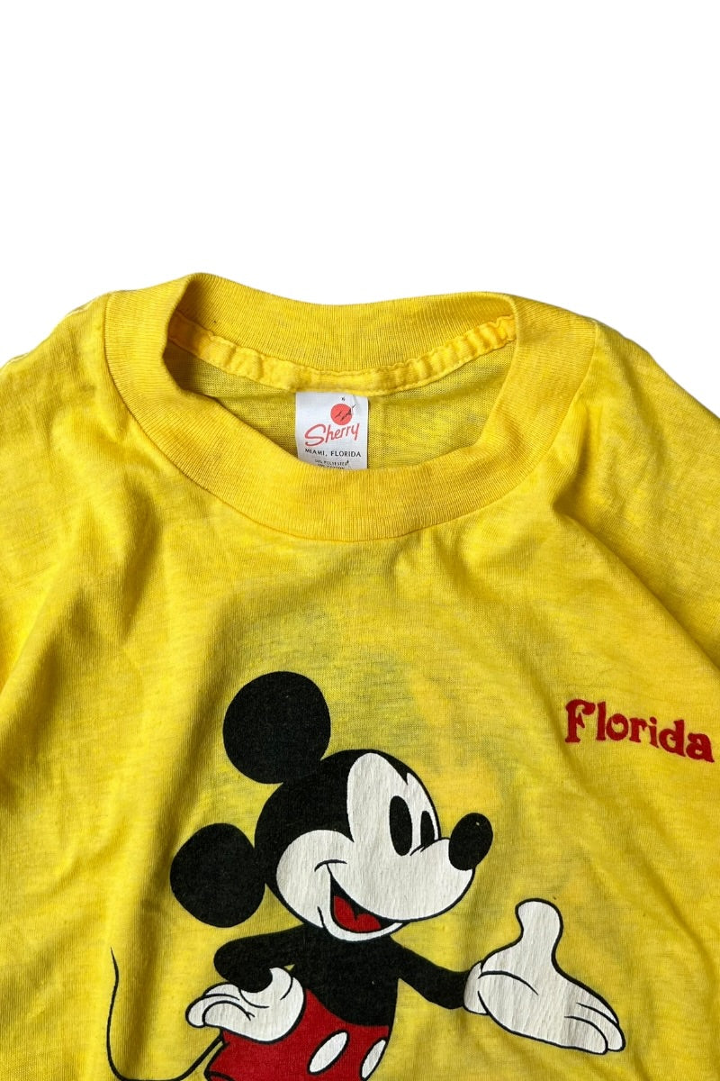 MADE IN USA 80'S MICKEY T-SHIRT / YELLOW [SIZE: S USED]
