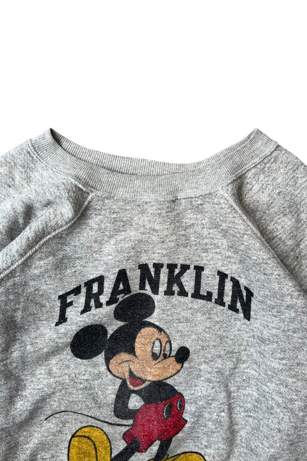 MADE IN USA 80'S FRANKLIN MARSHALL COLLAGE MICKEY SWEATSHIRT / GRAY [SIZE: L USED]