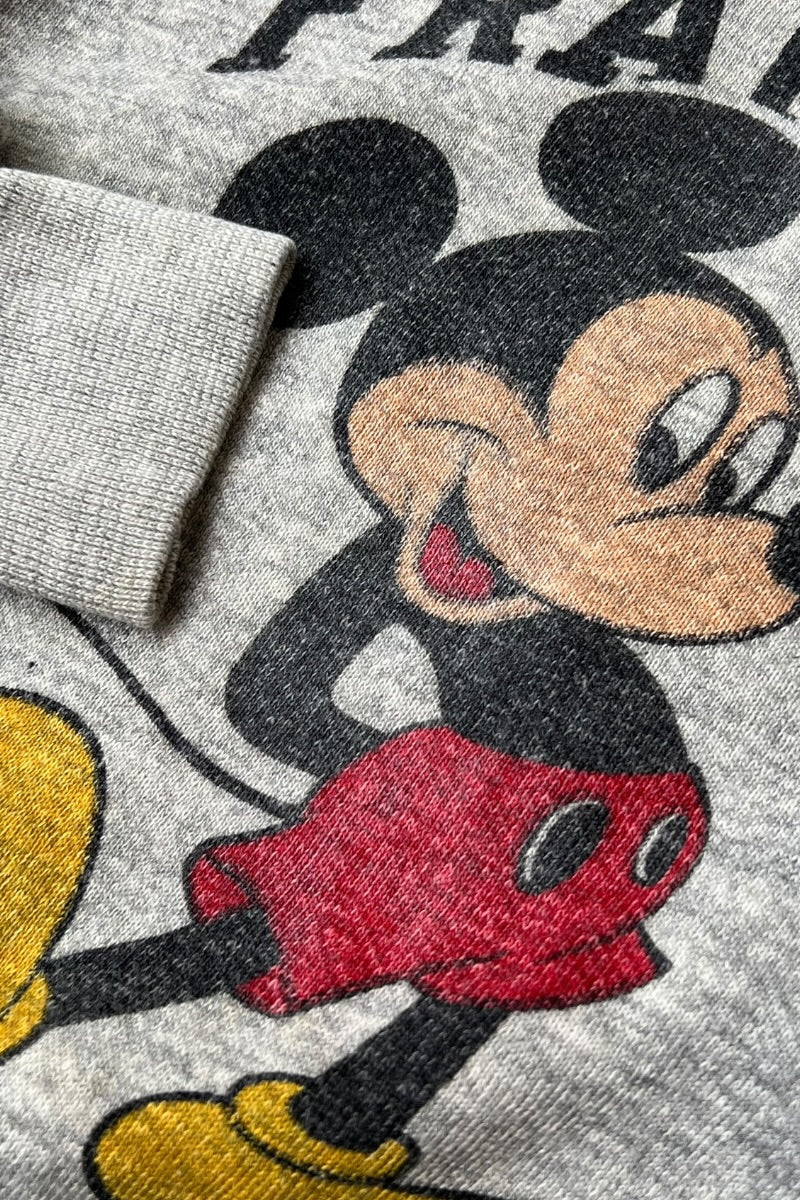 MADE IN USA 80'S FRANKLIN MARSHALL COLLAGE MICKEY SWEATSHIRT / GRAY [SIZE: L USED]