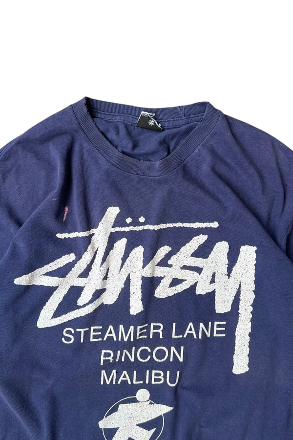 SURFMAN PRINT T-SHIRT / NAVY [SIZE: L USED]
