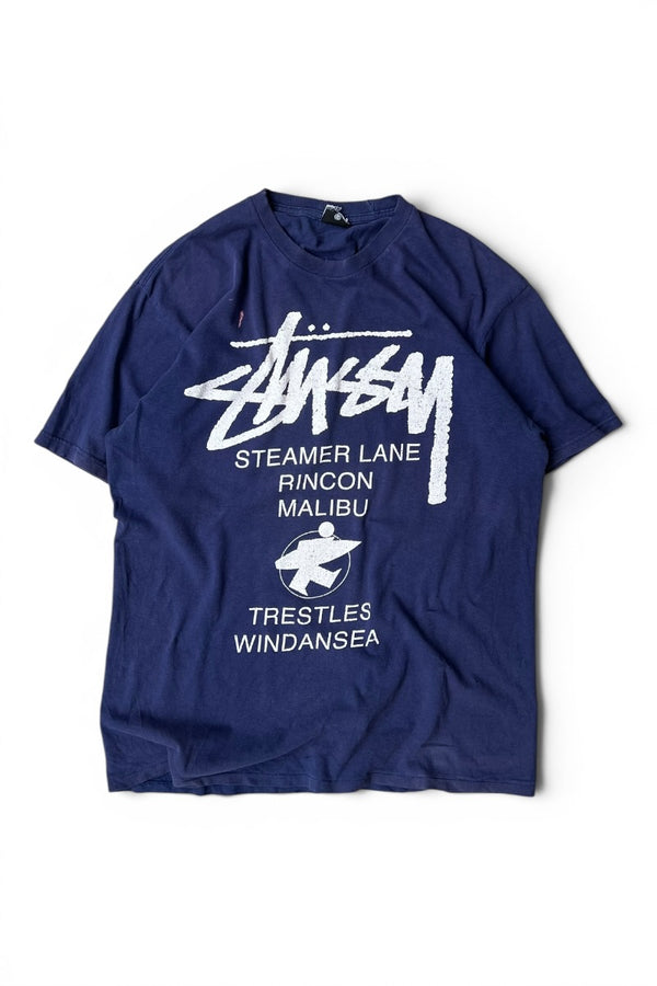 SURFMAN PRINT T-SHIRT / NAVY [사이즈: L USED]