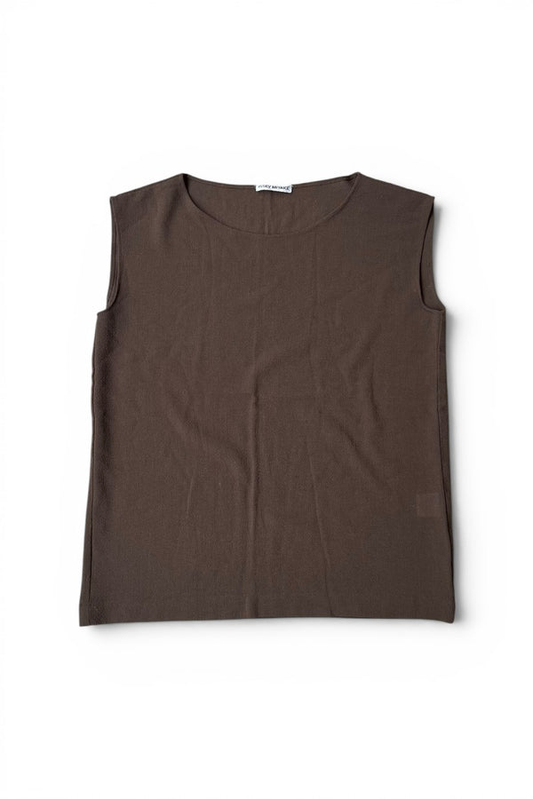MADE IN JAPAN 90'S WOOL KNIT NOSLEEVE TOP / BROWN [사이즈: M USED]