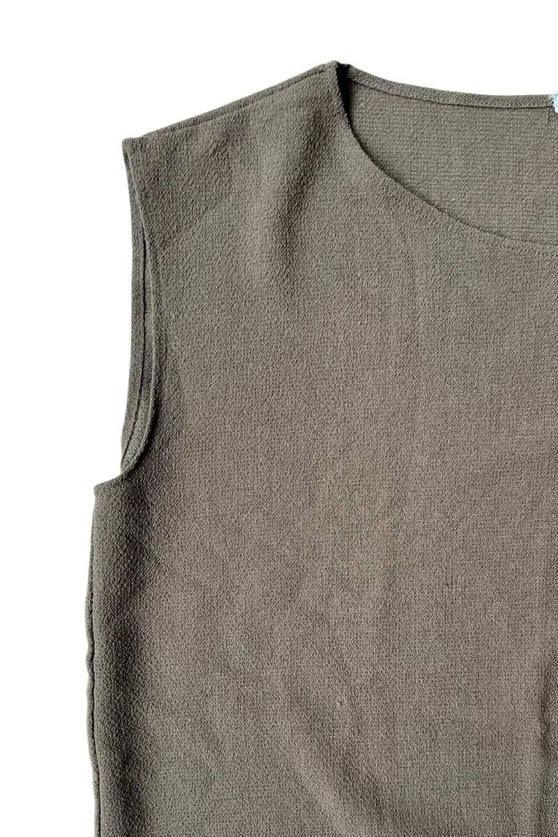 MADE IN JAPAN 90'S WOOL KNIT SLEEVELESS TOP / BROWN [SIZE: M USED]