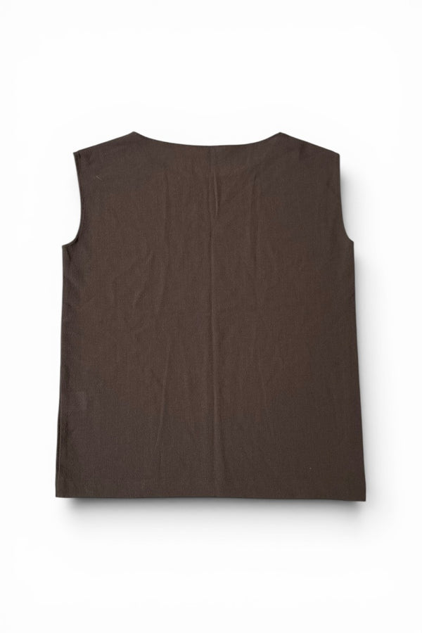 MADE IN JAPAN 90'S WOOL KNIT SLEEVELESS TOP / BROWN [SIZE: M USED]