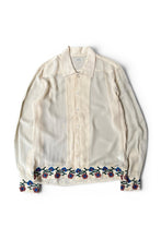画像をギャラリービューアに読み込む, MADE IN INDIA L/S EMBROIDERY SILK SHIRT / BEIGE [SIZE: S USED]

