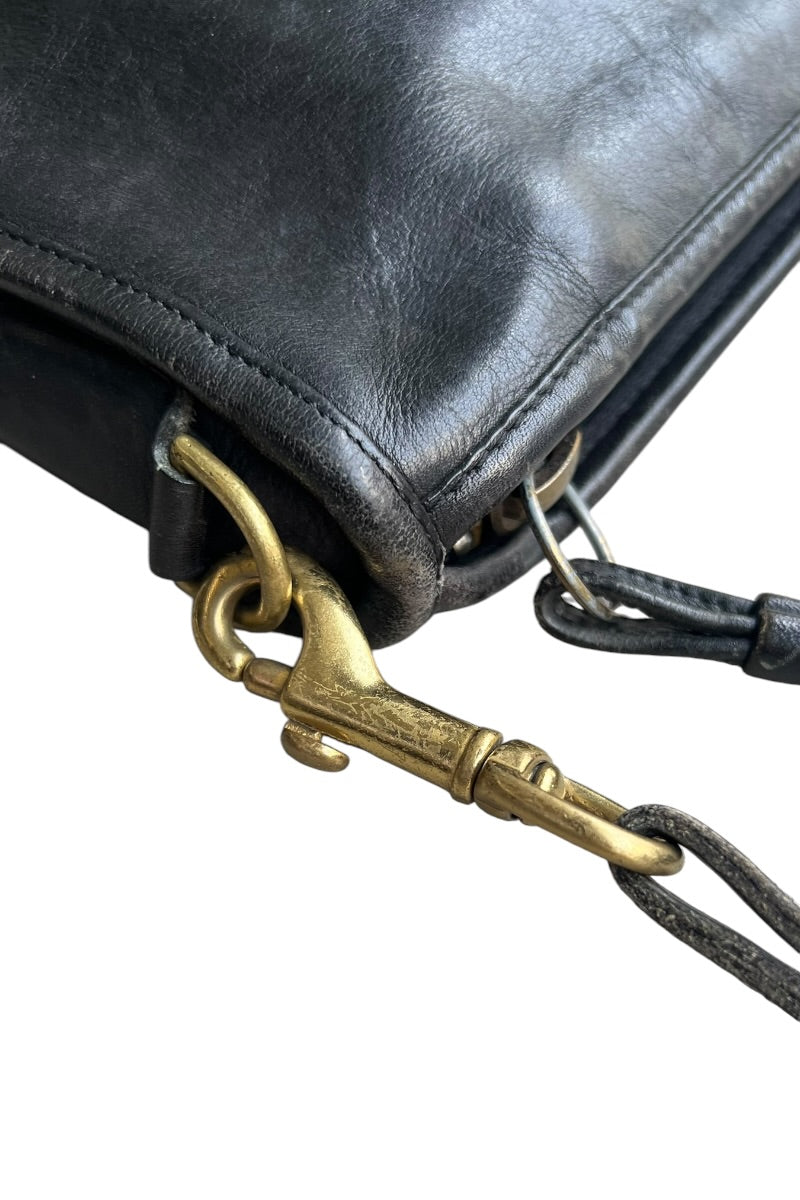 MADE IN USA 80'S LEATHER SMALL SHOULDER BAG / BLACK [SIZE: ONE SIZE USED]
