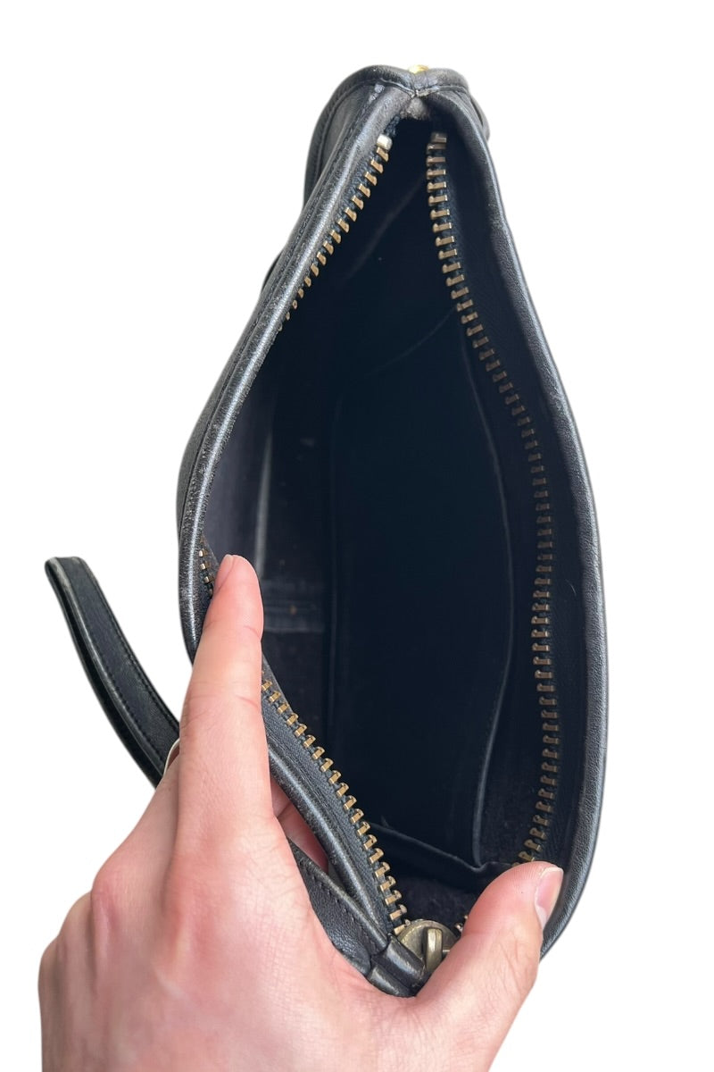 MADE IN USA 80'S LEATHER SMALL SHOULDER BAG / BLACK [SIZE: ONE SIZE USED]