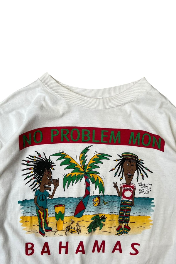 90s Beavis and Butt-Head Parody Bahamas T-Shirt / White [Size: M Used]