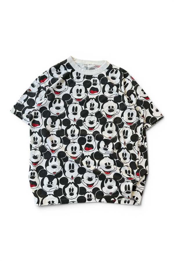 90'S ALL-PRINTED MICKEY T-SHIRT / PATTERN [SIZE: M USED]