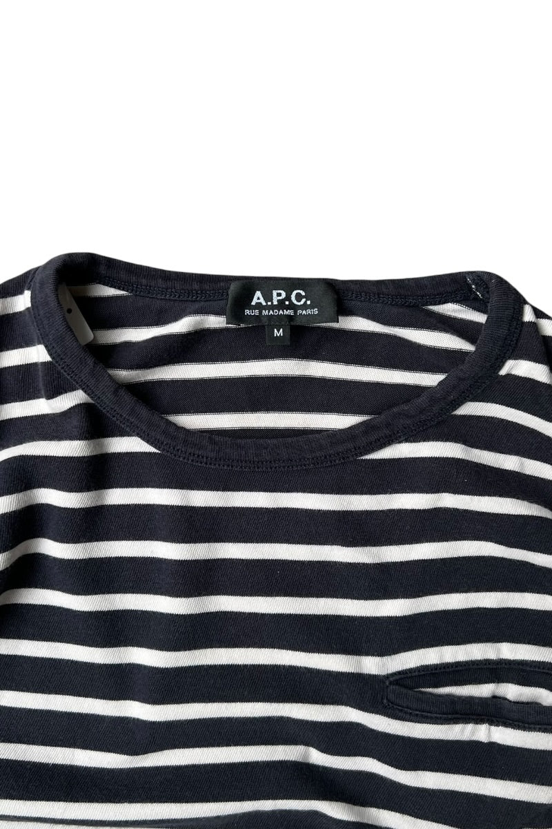 MADE IN TURKEY POCKET T-SHIRT / BORDER [SIZE: M USED]