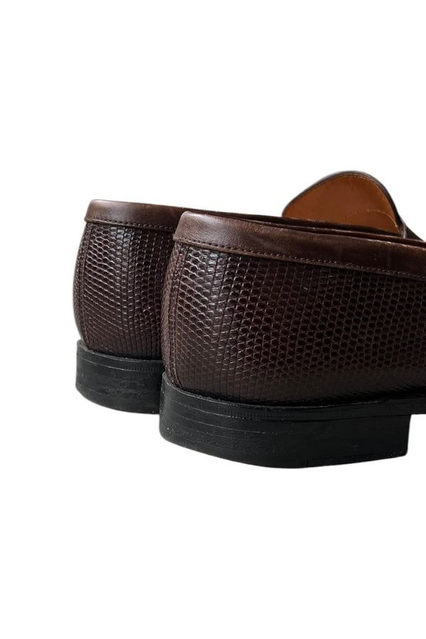 MADE IN FRANCE 90'S LIZARD SKIN 180 SIGNATURE LOAFERS / BROWN [SIZE: 43 (approx. 28cm) USED]