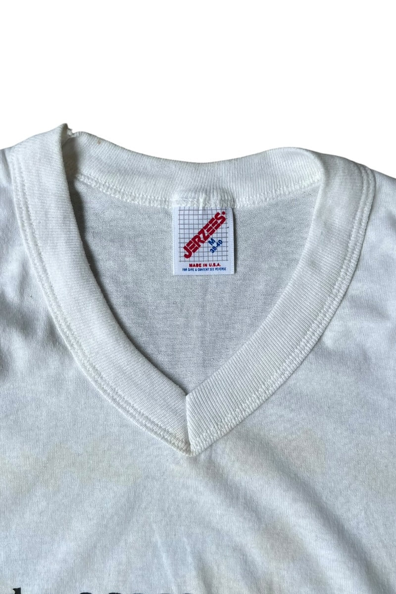 MADE IN USA 80'S SOUTHEAST FIGURE CHAMPIONSHIP V-NECK T-SHIRT / WHITE [SIZE: M USED]