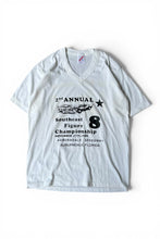 画像をギャラリービューアに読み込む, MADE IN USA 80'S SOUTHEAST FIGURE CHAMPIONSHIP V-NECK T-SHIRT / WHITE [SIZE: M USED]
