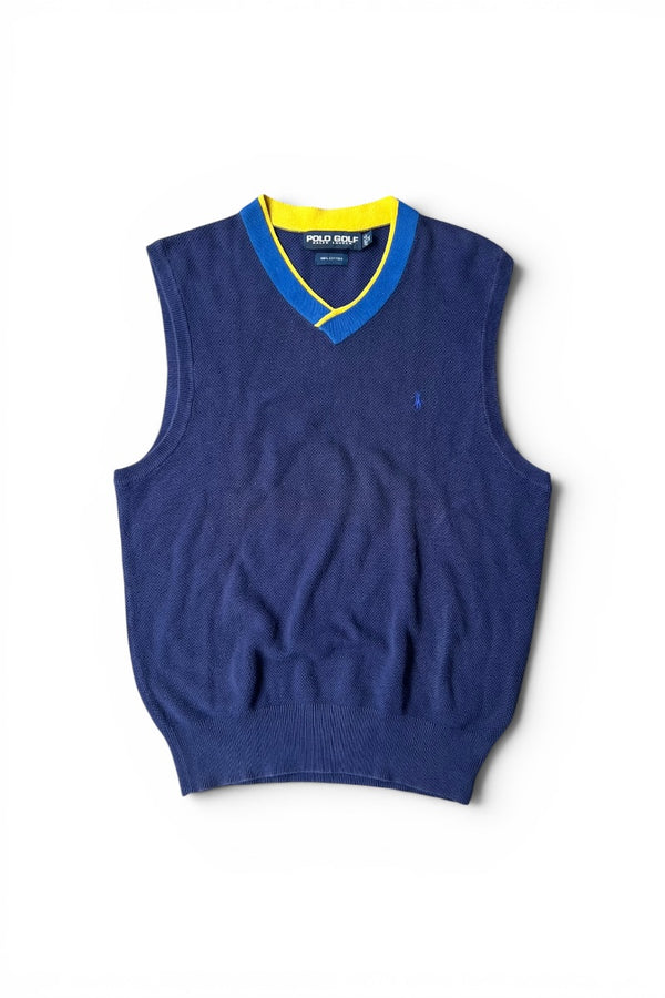 90'S COTTON KNIT VEST / NAVY [SIZE: M USED]