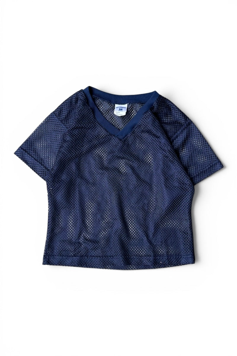 90'S-Y2K MESH SHIRT / NAVY [SIZE: M USED]