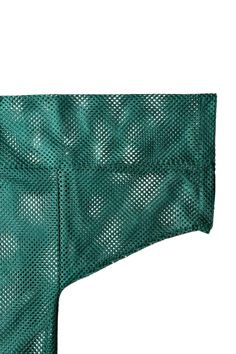 80-90'S MESH SHIRT / GREEN [SIZE: M USED]