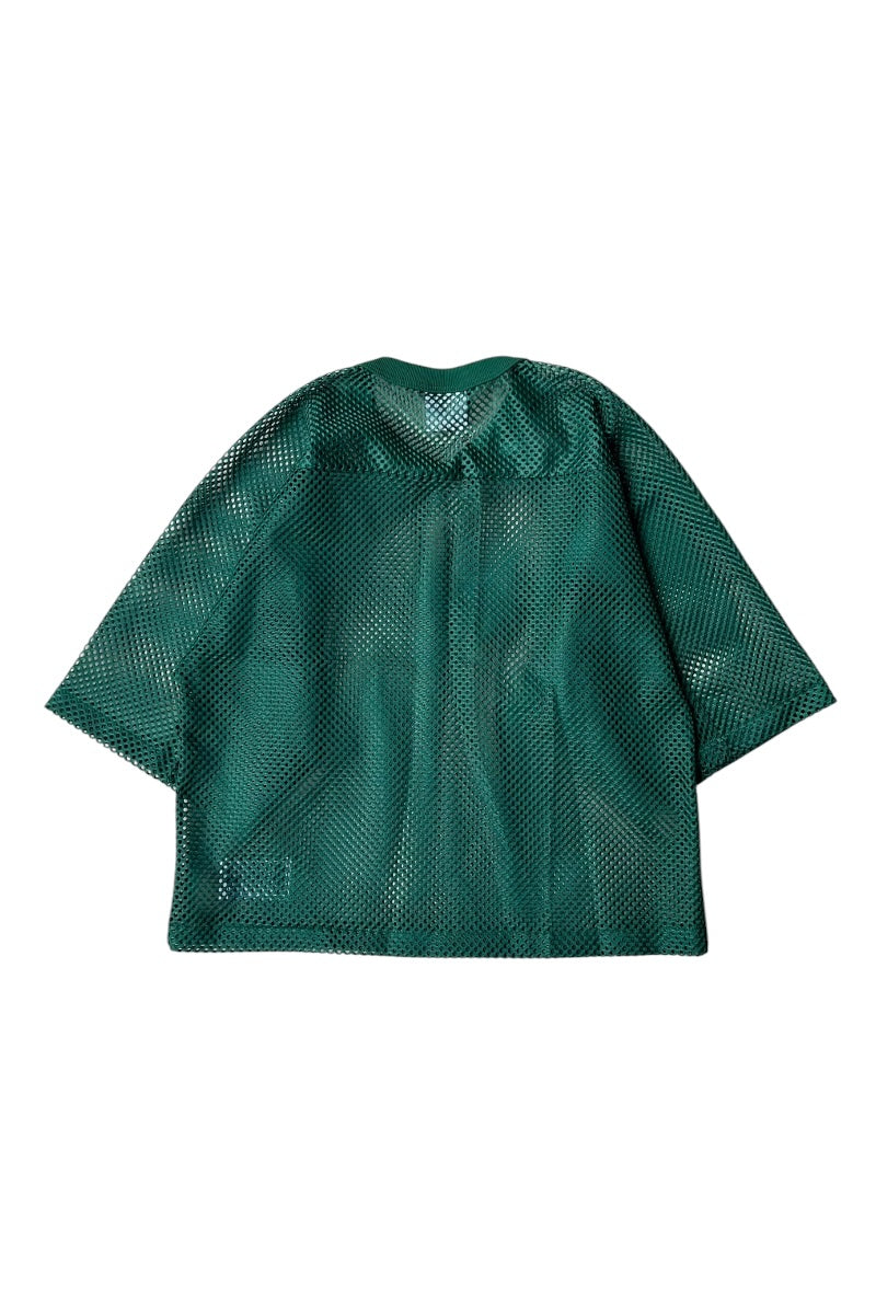 80-90'S MESH SHIRT / GREEN [SIZE: M USED]