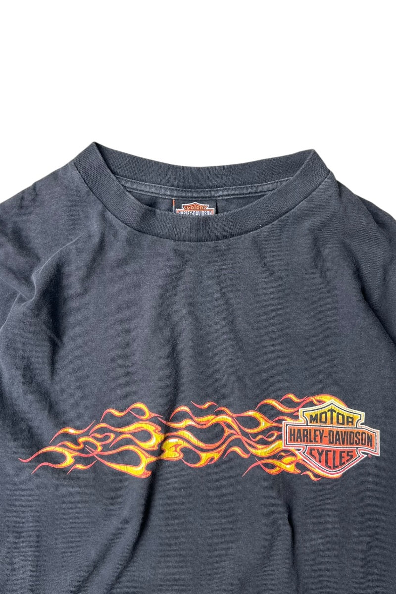 MADE IN USA Y2K 00'S FLAME HIGH WAY 101 T-SHIRT / BLACK [SIZE: L USED]