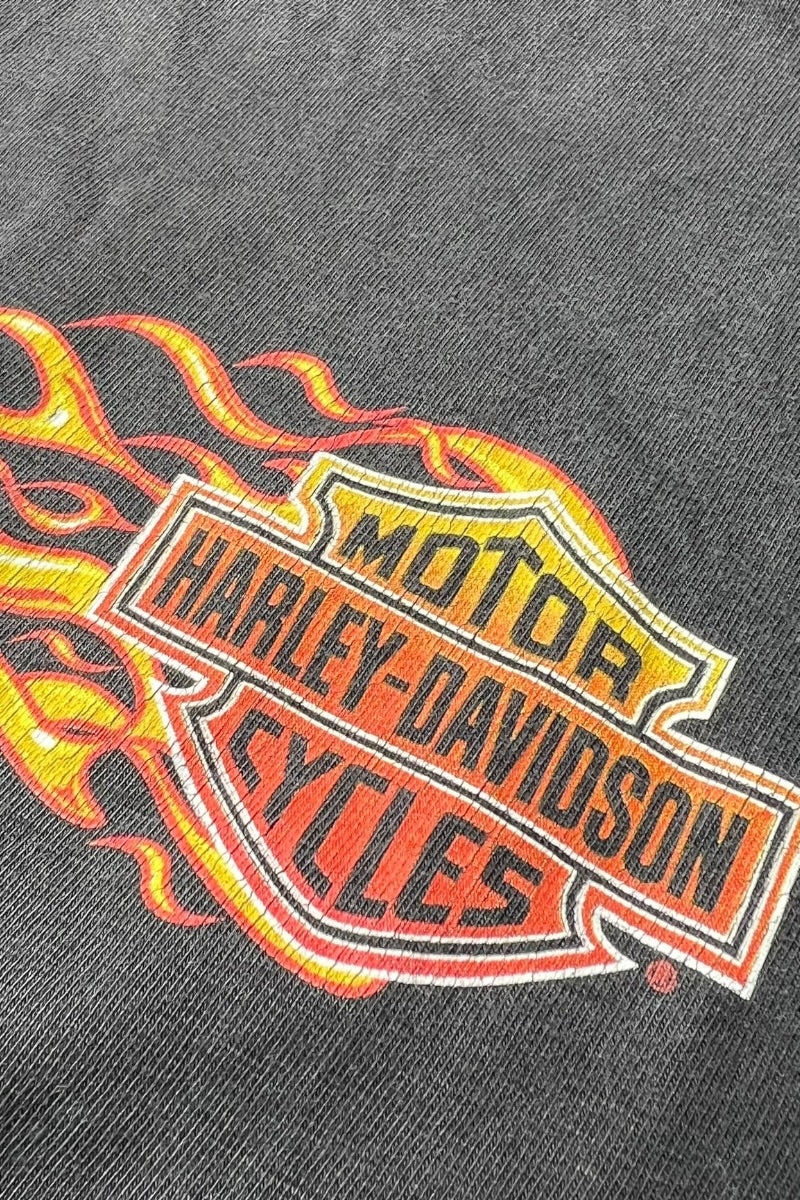 MADE IN USA Y2K 00'S FLAME HIGH WAY 101 T-SHIRT / BLACK [SIZE: L USED]
