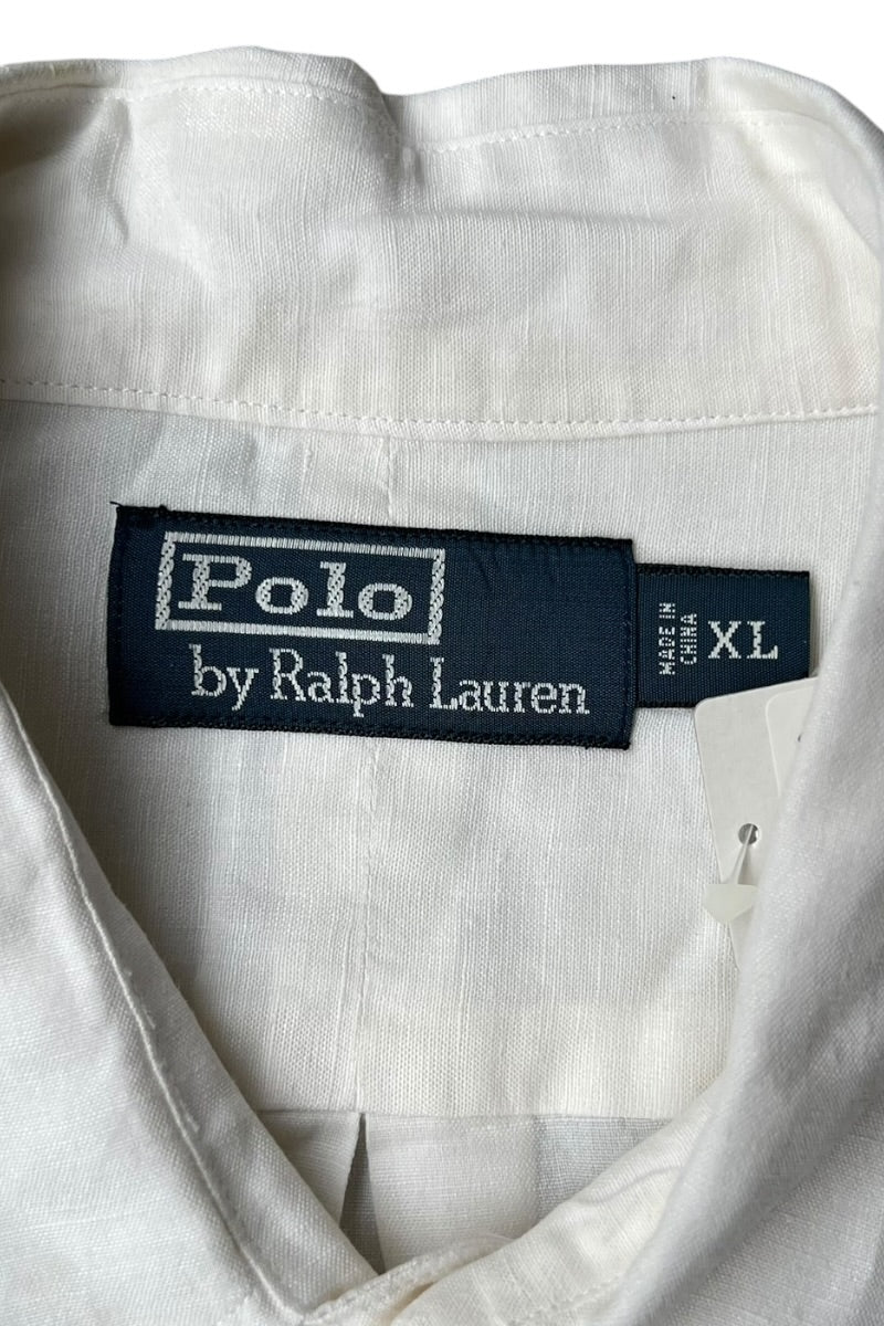 L/S LINEN SILK WORK SHIRT / WHITE [SIZE: XL USED]