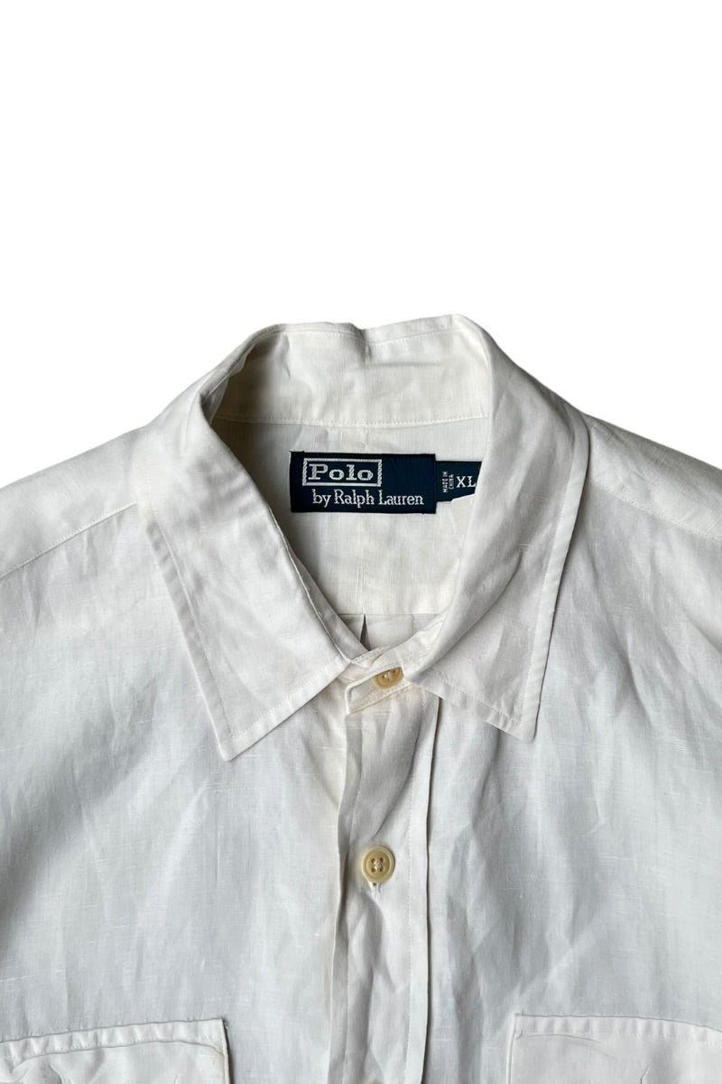 L/S LINEN SILK WORK SHIRT / WHITE [SIZE: XL USED]