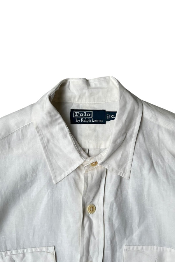 L/S LINEN SILK WORK SHIRT / WHITE [SIZE: XL USED]