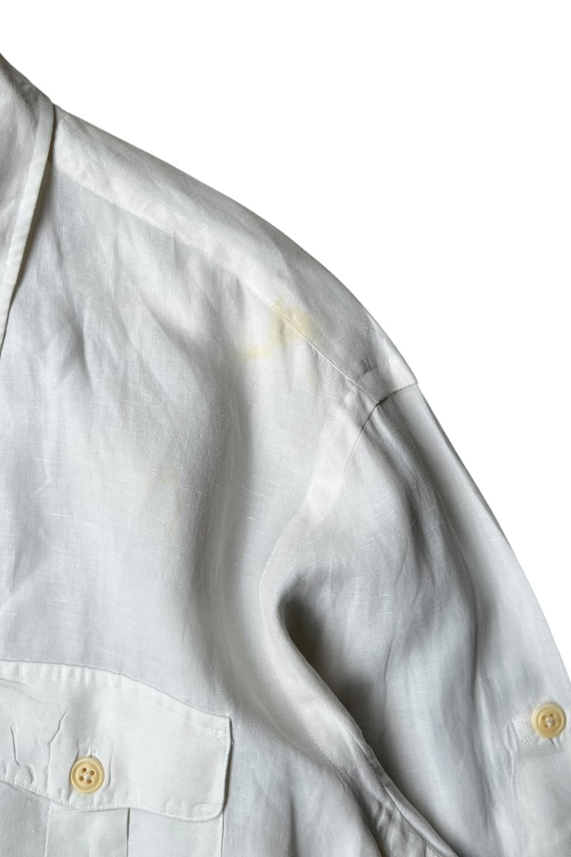 L/S LINEN SILK WORK SHIRT / WHITE [SIZE: XL USED]