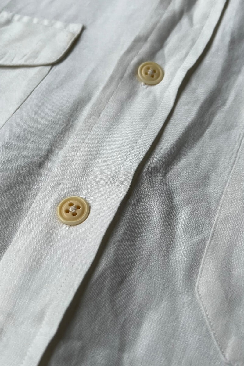 L/S LINEN SILK WORK SHIRT / WHITE [SIZE: XL USED]