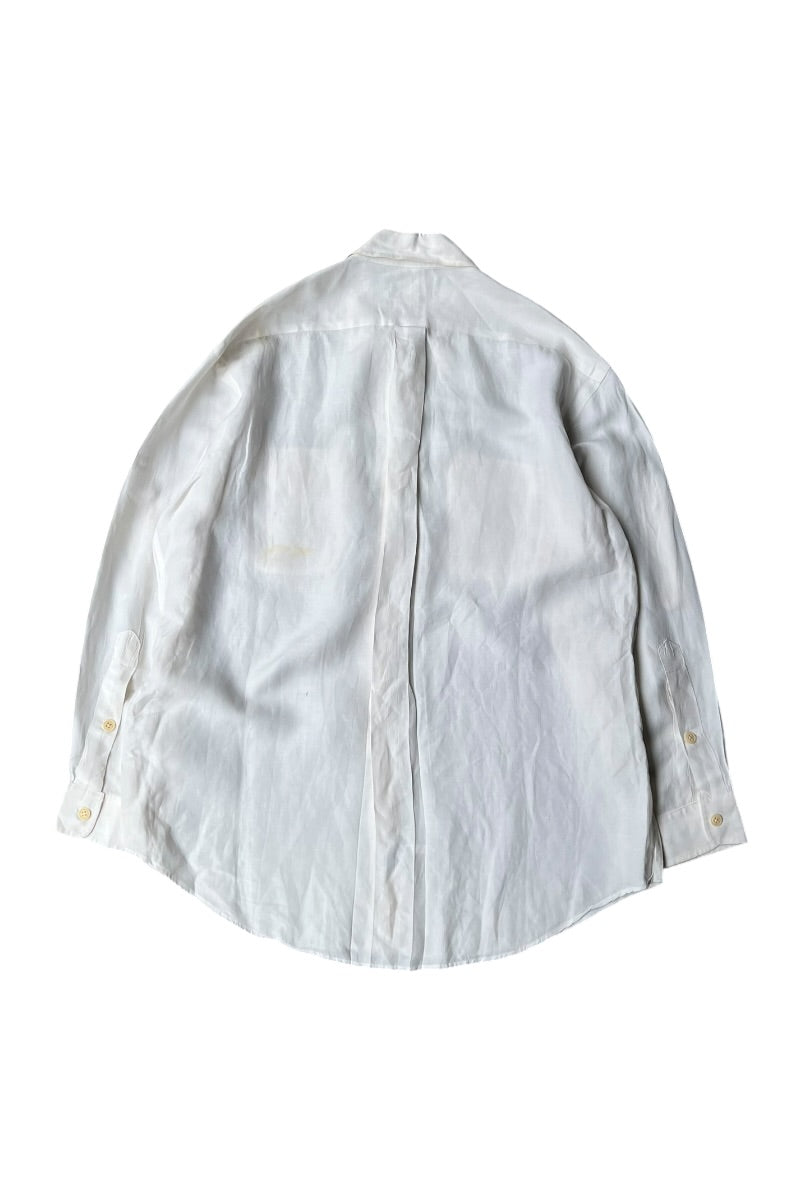 L/S LINEN SILK WORK SHIRT / WHITE [SIZE: XL USED]