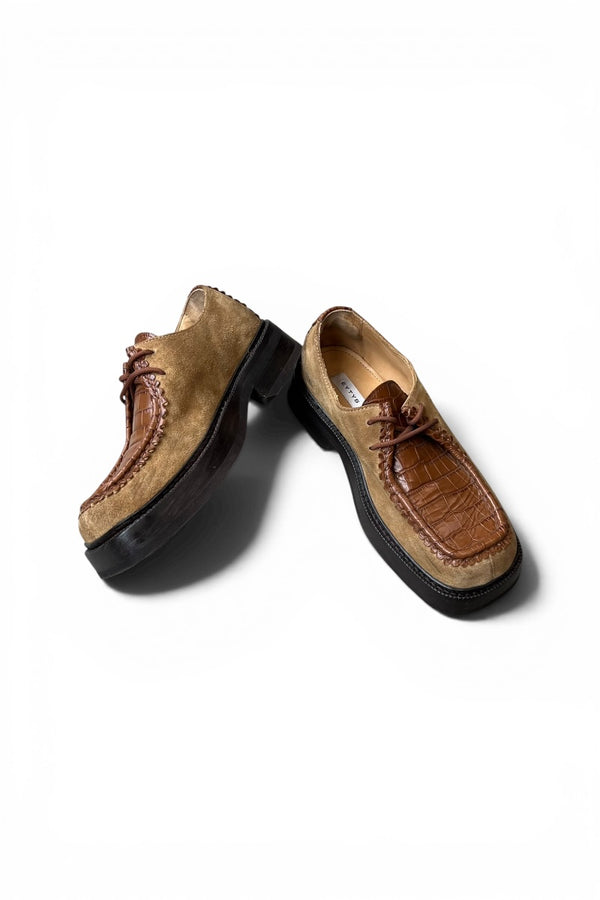 AKEEM LEATHER SHOES / BROWN [SIZE: 40 (equivalent to 26.5cm) USED]