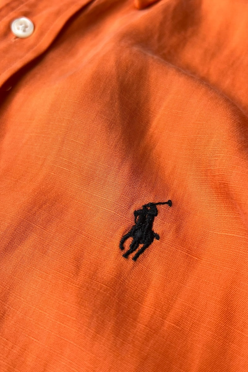 90'S LINEN SILK L/S BLAKE SHIRT / ORANGE [SIZE: L USED]