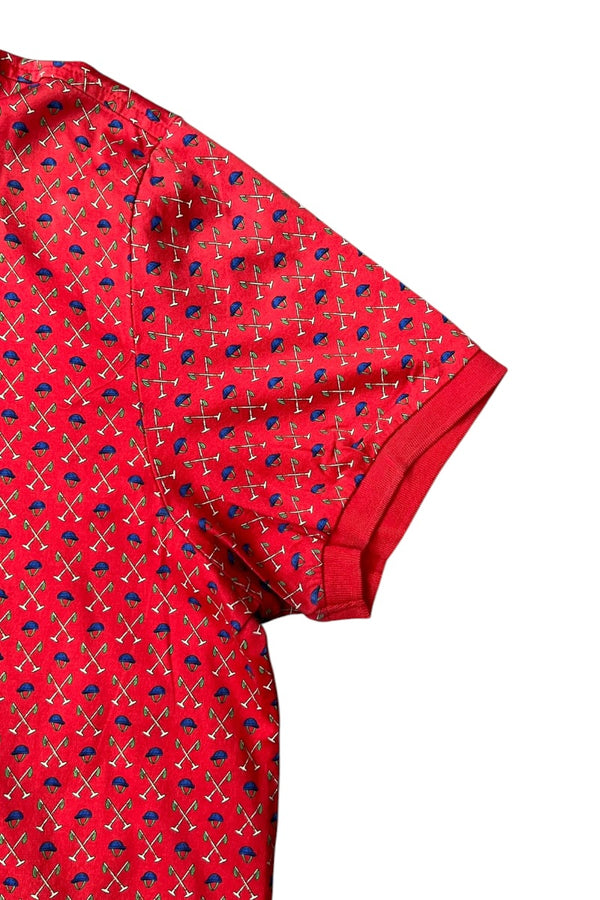 90'S S/S PATTERN POLO SHIRT / RED [SIZE: L USED]