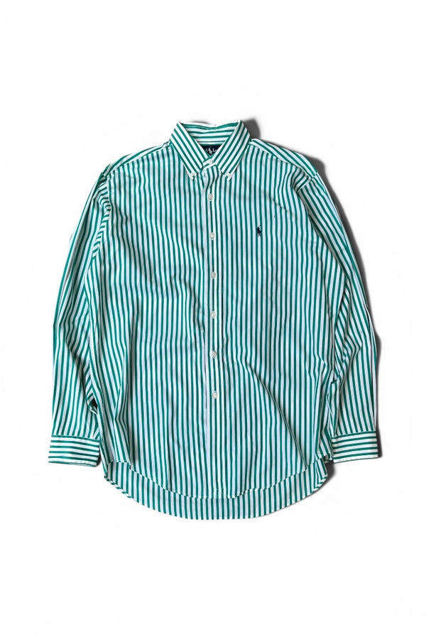 90'S YARMOUTH L/S STRIPE SHIRT / GREEN [SIZE: L USED]