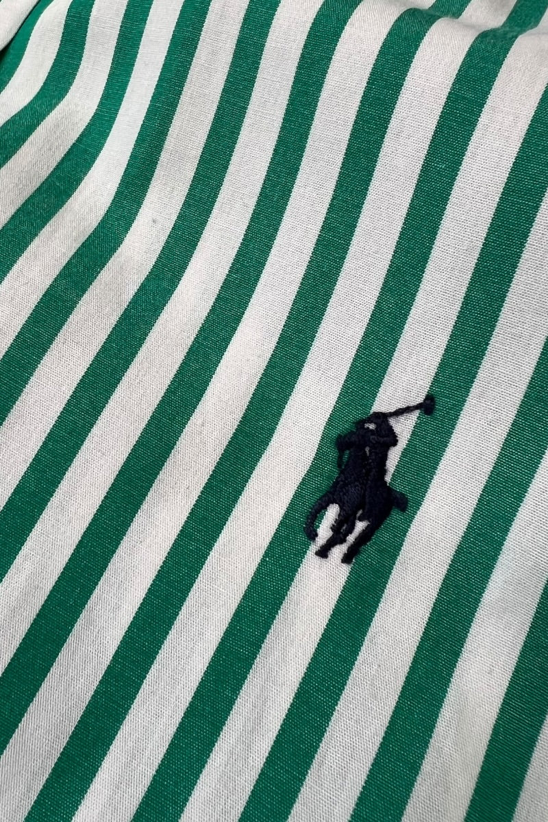 90'S YARMOUTH L/S STRIPE SHIRT / GREEN [SIZE: L USED]