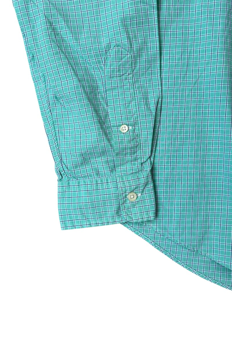 90'S CUSTOM FIT L/S CHECK SHIRT / GREEN [SIZE: L USED]
